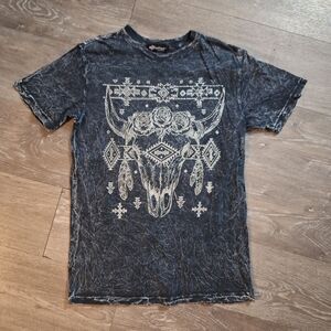 Affliction Black Studded Graphic Short Sleeve Tee